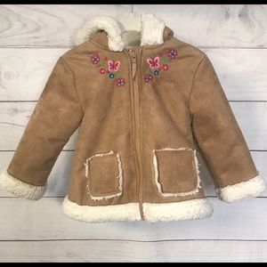 Little Me Coat 18 Months Floral-Embroidered Brown
